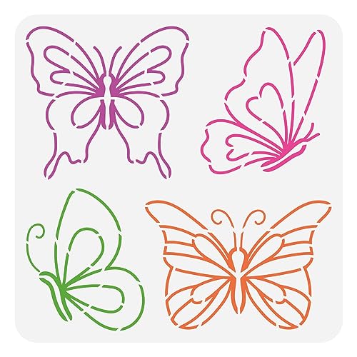 FINGERINSPIRE Schmetterlingslinien Malschablone 30x30 cm Dekorative Schmetterlinge Vorlage Schmetterling Mit Blumenmuster Flügel Schablone Tiermotiv Vorlage Malerei Auf Stoff von FINGERINSPIRE