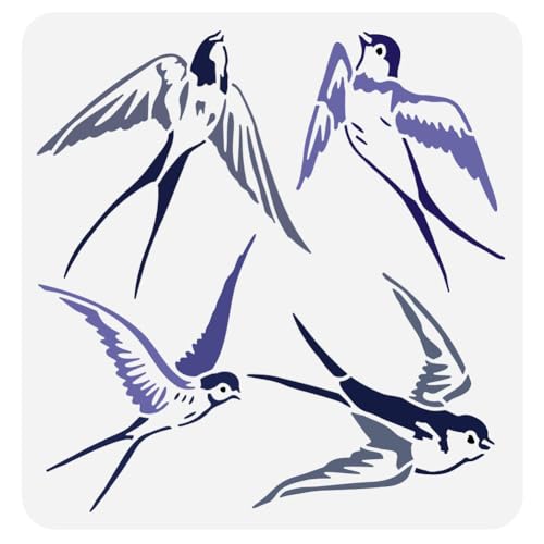 FINGERINSPIRE Schwalben-Schablone zum Malen, 30 x 30 cm, wiederverwendbare Vogel-Zeichenschablone für Frühlingsmotive, DIY-Heimdekoration an Wand und Holz von FINGERINSPIRE