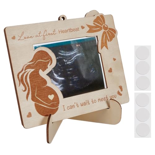 FINGERINSPIRE Schwangerschafts Baby Ultraschall Bilderrahmen Holz Schwangerschafts Fotorahmenständer BurlyWood Farbe Holz Fotorahmen Mit Staffeleiständer Ultraschallrahmen Schwangerschaftsgeschenke von FINGERINSPIRE