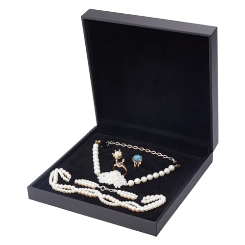 FINGERINSPIRE Schwarze Schmuckschatulle Für Schmucksets Quadratisch 19x19x4.7 cm PU Leder Schmuck Geschenkbox Für Armbänder Halsketten Ringe Luxuriöse Schmuck Aufbewahrungsbox Reise Schmuck Etui FINGERINSPIRE Schwarze Schmuckschatulle Für Schmucksets Quadratisch 19x19x4.7 cm PU Leder Schmuck Geschenkbox Für Armbänder Halsketten Ringe Luxuriöse Schmuck Aufbewahrungsbox Reise Schmuck Etui von FINGERINSPIRE
