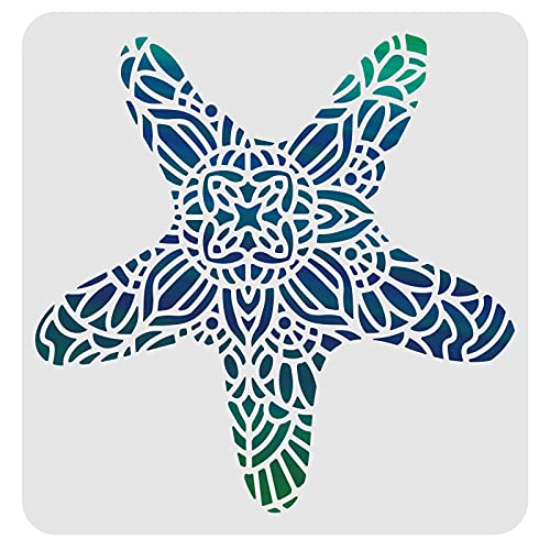 FINGERINSPIRE Seestern Schablonen Vorlage 30x30cm Kunststoff Mandala Seestern Zeichnung Malschablonen Quadratische Wiederverwendbare Schablonen zum Malen auf Holz, Boden, Wand und Fliesen von FINGERINSPIRE