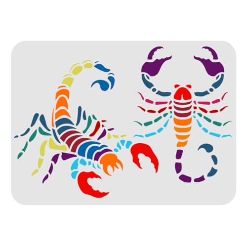 FINGERINSPIRE Skorpion-Schablonen-Schablone 29,7 x 21 cm Kunststoff-Zeichnungs-Malschablonen mit 2 Skorpion-Mustern Schablonen zum Malen auf Holz, Boden, Wand und Fliesen… von FINGERINSPIRE