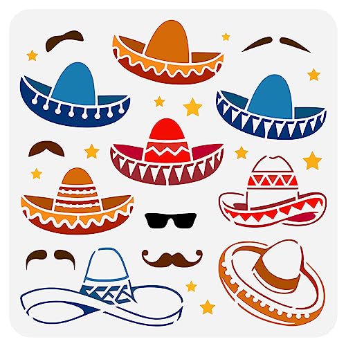 FINGERINSPIRE Sombrero Hut Malschablone 30x30 cm Wiederverwendbare Mexikanische Traditionelle Hut Zeichenvorlage Western Cowboy Hut Schnurrbart Sonnenbrille Schablone Zum Malen Auf Holz Wand Möbeln FINGERINSPIRE Sombrero Hut Malschablone 30x30 cm Wiederverwendbare Mexikanische Traditionelle Hut Zeichenvorlage Western Cowboy Hut Schnurrbart Sonnenbrille Schablone Zum Malen Auf Holz Wand Möbeln von FINGERINSPIRE