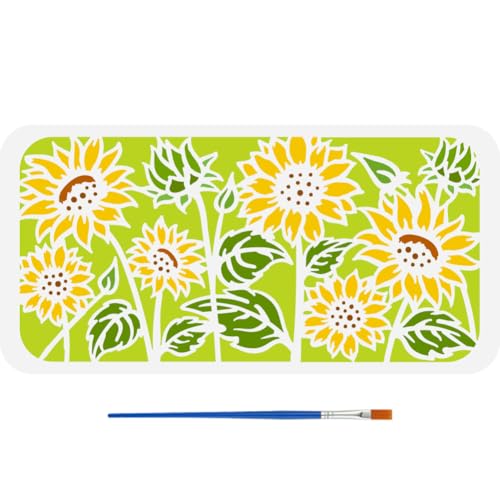 FINGERINSPIRE Sonnenblumen Schablone 30x15cm Blumen Schablone Mit Pinsel Blumen/Blatt Malschablone Pflanzenmotive Blumen Zeichenvorlagen Zum Malen Auf Wandfliesen Bodenpapier Möbeln FINGERINSPIRE Sonnenblumen Schablone 30x15cm Blumen Schablone Mit Pinsel Blumen/Blatt Malschablone Pflanzenmotive Blumen Zeichenvorlagen Zum Malen Auf Wandfliesen Bodenpapier Möbeln von FINGERINSPIRE