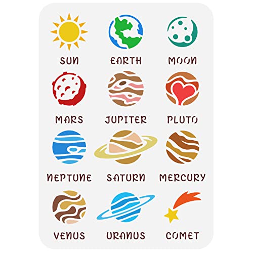 FINGERINSPIRE Sonnensystem Planeten Malschablone 21x29.7 cm Wiederverwendbar Weltraum Planeten Muster Zeichnungsvorlage Sonne Mond Erde Mars Schablone DIY Handwerk Zum Malen An Wänden Holzmöbeln FINGERINSPIRE Sonnensystem Planeten Malschablone 21x29.7 cm Wiederverwendbar Weltraum Planeten Muster Zeichnungsvorlage Sonne Mond Erde Mars Schablone DIY Handwerk Zum Malen An Wänden Holzmöbeln von FINGERINSPIRE