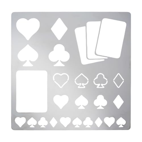FINGERINSPIRE Spielkarten Metall Schablonen 16cm Quadratisch Scrapbooking Zeichenschablonen Edelstahl Herz, Pik, Club, Diamant-Muster Malschablonen für Gravur, Pyrographie, Journal von FINGERINSPIRE