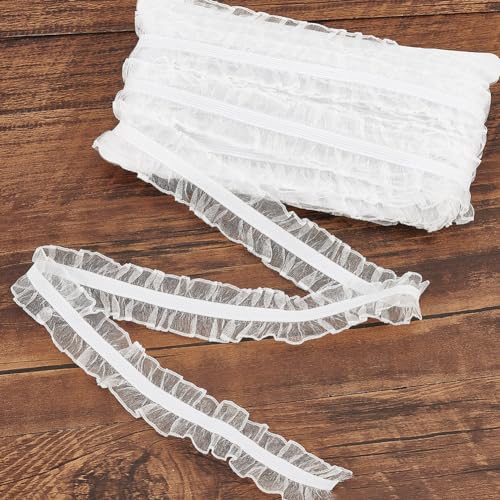 FINGERINSPIRE Spitzenband mit 2 Rüschen, elastisch, 28 mm breit, zum Nähen, für Kleider, Dekoration und Geschenkverpackungen FINGERINSPIRE Spitzenband mit 2 Rüschen, elastisch, 28 mm breit, zum Nähen, für Kleider, Dekoration und Geschenkverpackungen von FINGERINSPIRE