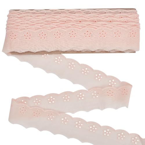 FINGERINSPIRE Spitzenbesatz Aus Baumwolle 13.7 m 40mm Breit Rosa Ösen Spitzenband Aus Baumwolle Florale Stickerei Spitzenbesatz Gewellter Rand Florales Ösen Spitzenband Aus Baumwolle Zum Nähen FINGERINSPIRE Spitzenbesatz Aus Baumwolle 13.7 m 40mm Breit Rosa Ösen Spitzenband Aus Baumwolle Florale Stickerei Spitzenbesatz Gewellter Rand Florales Ösen Spitzenband Aus Baumwolle Zum Nähen von FINGERINSPIRE