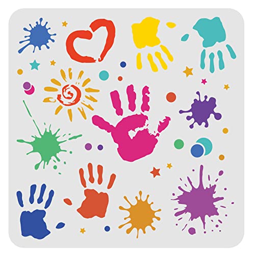 FINGERINSPIRE Splatter Schablone, 30 x 30 cm, Kunststoff-Punkte, Handabdruck, Zeichnen, Malschablonen, Splash Graffiti, Motiv, wiederverwendbare Schablonen zum Malen von FINGERINSPIRE