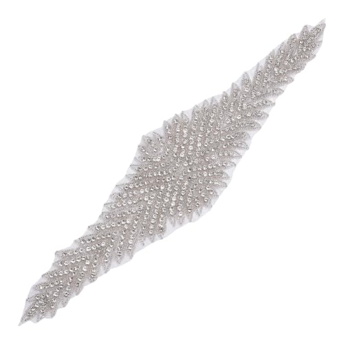 FINGERINSPIRE Strass-Applikation für Hochzeitskleid, 40,6 x 8,4 cm, zum Aufbügeln oder Aufnähen, silberfarbene Blume, Glas, Strasssteine, Applikationen für Brautschmuck, Hochzeitsdekoration FINGERINSPIRE Strass-Applikation für Hochzeitskleid, 40,6 x 8,4 cm, zum Aufbügeln oder Aufnähen, silberfarbene Blume, Glas, Strasssteine, Applikationen für Brautschmuck, Hochzeitsdekoration von FINGERINSPIRE