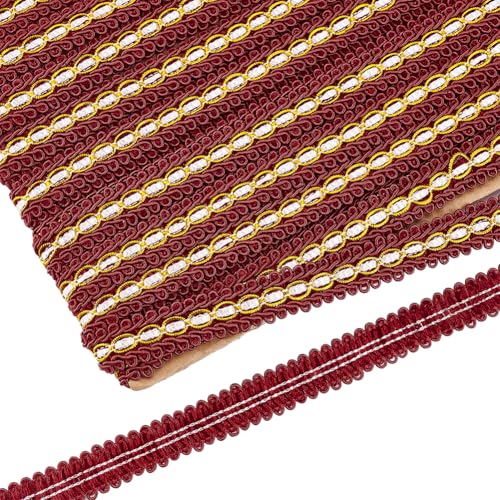 FINGERINSPIRE Tausendfüßler Zopfborte 20 mm (B) X 11.5 m (L) Rotes Polyesterband, Gewebt, Gimpen Fransenborte, Grundborte, Dekorative Gimpen Zopfborte Für Kostüm, Heimwerkerhandwerk, Heimdekoration von FINGERINSPIRE