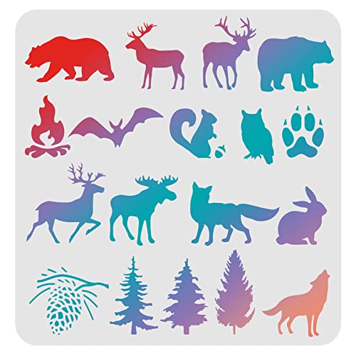 FINGERINSPIRE Tierschablonen Vorlage 30x30cm Kunststoff Waldtiere Zeichnung Malschablonen Bär, Hirsch, Wolf, Kiefernmuster Wiederverwendbare Schablonen zum Malen auf Holz, Boden, Wand und Fliesen FINGERINSPIRE Tierschablonen Vorlage 30x30cm Kunststoff Waldtiere Zeichnung Malschablonen Bär, Hirsch, Wolf, Kiefernmuster Wiederverwendbare Schablonen zum Malen auf Holz, Boden, Wand und Fliesen von FINGERINSPIRE