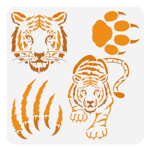 FINGERINSPIRE Tiger Schablone Zum Malen 30x30 cm Kunststoff PET Tigerkopf Muster Malschablone Große Tigerpfoten Druck Zeichnungsvorlage Tigerkrallen Schablone Tierthema Vorlage Für Heimwerker FINGERINSPIRE Tiger Schablone Zum Malen 30x30 cm Kunststoff PET Tigerkopf Muster Malschablone Große Tigerpfoten Druck Zeichnungsvorlage Tigerkrallen Schablone Tierthema Vorlage Für Heimwerker von FINGERINSPIRE