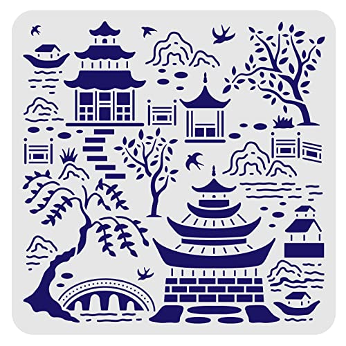 FINGERINSPIRE Toile Zeichenschablone 30x30cm Wiederverwendbare Vögel Baum Berge Schablone Gebäude Brücke Schablone zum Malen auf Holz, Boden, Möbel, Wand und Papier FINGERINSPIRE Toile Zeichenschablone 30x30cm Wiederverwendbare Vögel Baum Berge Schablone Gebäude Brücke Schablone zum Malen auf Holz, Boden, Möbel, Wand und Papier von FINGERINSPIRE