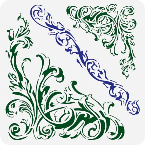 FINGERINSPIRE Verzierte Eckenschablonen, 30 x 30 cm, Eckkunst, Damast, Bordüre, Malschablone, Kunststoff, Blumen, Rankenmuster, Schablone, wiederverwendbar, DIY, Kunst, Handwerk, Schablonen für FINGERINSPIRE Verzierte Eckenschablonen, 30 x 30 cm, Eckkunst, Damast, Bordüre, Malschablone, Kunststoff, Blumen, Rankenmuster, Schablone, wiederverwendbar, DIY, Kunst, Handwerk, Schablonen für von FINGERINSPIRE
