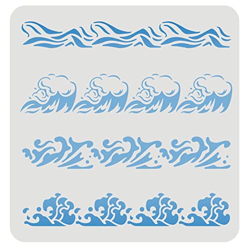 FINGERINSPIRE Waves Schablone 30x30cm Kunststoff Ocean Sea Wave Schablone Sea Waves Pattern Schablonen Wiederverwendbare Sea Wave Malvorlage zum Malen auf Holz, Boden, Wand und Fliesen FINGERINSPIRE Waves Schablone 30x30cm Kunststoff Ocean Sea Wave Schablone Sea Waves Pattern Schablonen Wiederverwendbare Sea Wave Malvorlage zum Malen auf Holz, Boden, Wand und Fliesen von FINGERINSPIRE