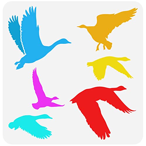 FINGERINSPIRE Wildgans Schablone 30x30 cm Fliegende Stockenten Schablone Kunststoff Gänsemuster Schablone Wiederverwendbar Zum Basteln Und Dekorieren von Wildtieren Vögeln Zum Malen Auf Holz Stoff von FINGERINSPIRE