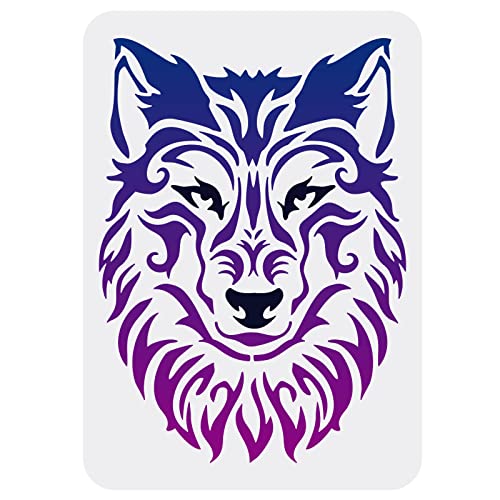 FINGERINSPIRE Wolf Schablone 21,1 x 29,7 cm große Malschablone Wolfskopf Vorlage wiederverwendbare Malschablone Kunststoff PET Zeichenvorlage für Malen Handwerk Wand Boden Fliesen Holz Dekor von FINGERINSPIRE