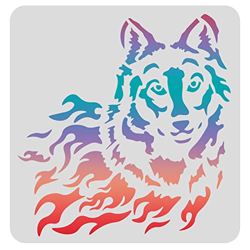 FINGERINSPIRE Wolf-Zeichenschablonen, Malschablonen, 30 x 30 cm, Wolfsmuster, Kunststoffschablonen, Dekoration, rechteckig, wiederverwendbar, Schablonen zum Malen auf Holz, Boden, Wand und Stoff FINGERINSPIRE Wolf-Zeichenschablonen, Malschablonen, 30 x 30 cm, Wolfsmuster, Kunststoffschablonen, Dekoration, rechteckig, wiederverwendbar, Schablonen zum Malen auf Holz, Boden, Wand und Stoff von FINGERINSPIRE
