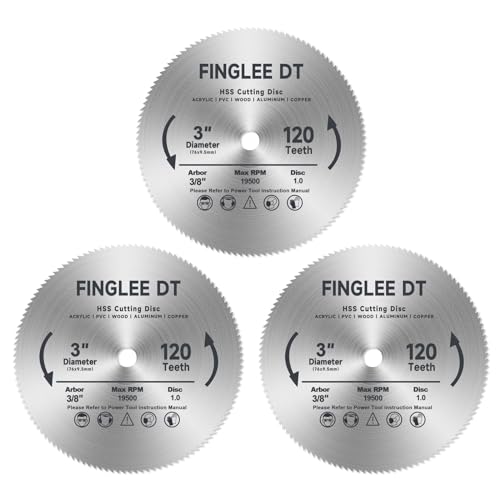 3inch 76mm HSS Circular Saw Blade with 9.5mm 3/8" Arbor, 120 Teeth High Speed Steel Cutting Saw Blade for Wood, Plastic, Acrylic, Steel, Metal, More Teeth for Finer Cutting (76mm 120T, 3) von FINGLEE DT
