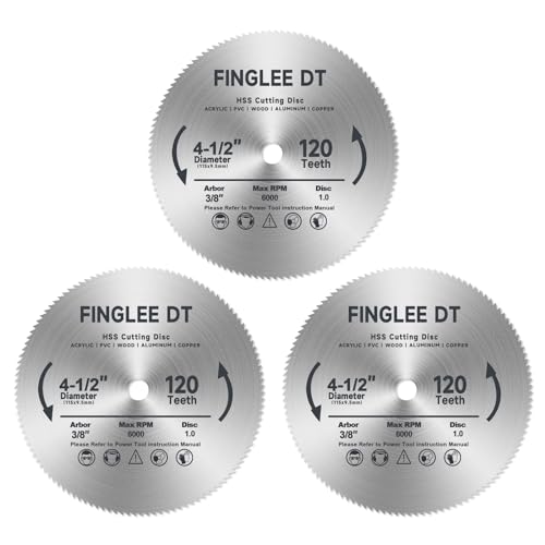 4-1/2 inch 115mm HSS Circular Saw Blade with 9.5mm 3/8" Arbor, 120 Teeth High Speed Steel Cutting Saw Blade for Wood, Plastic, Acrylic, Steel, Metal, More Teeth for Finer Cutting (3, 115mm 120T) von FINGLEE DT