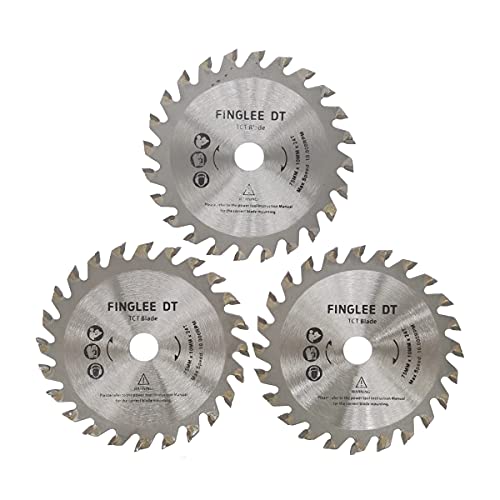 FINLEE DT 3-teiliges Hartmetallkreissägeblätter 76 mm x 10 mm x 24 Teeth, Feinschneiden,TCT-Sägeblätter,für Holz, Sperrholz, Kunststoff. von FINGLEE DT