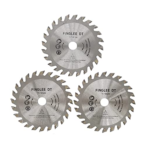 FINLEE DT 3-teiliges Hartmetallkreissägeblätter - 75 mm x 10 mm x 24 T, Feinschneiden,TCT-Sägeblätter,für Holz, Sperrholz, Kunststoff. von FINGLEE DT