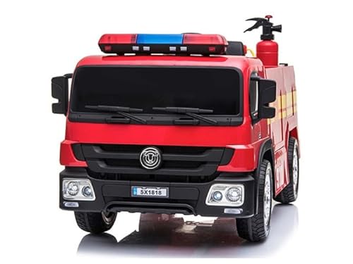 FINOOS Feuerwehrauto für Kinder, 12 V, Firetruck, Radiergummi, mit Fernbedienung, 2,4 GHz, 1 bis 5 Jahre (rot) von FINOOS