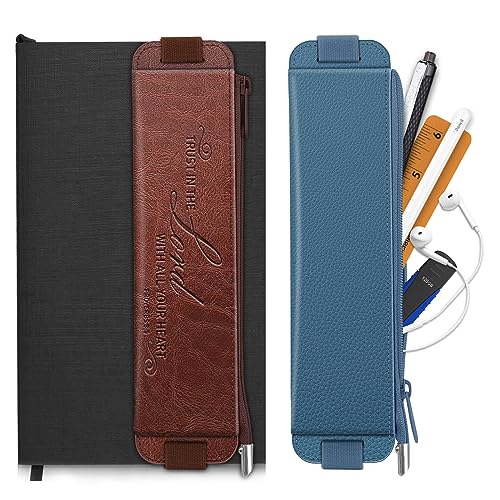 FINPAC Elastischer Stifthalter für Notizbuch, Leder-Stifthalter, Schreibwaren, Reißverschlusstasche für Bleistifte, Marker, Stifteetui mit Gummiband für Bibel, Journaling, Planer, Tablets, Braun, 2 FINPAC Elastischer Stifthalter für Notizbuch, Leder-Stifthalter, Schreibwaren, Reißverschlusstasche für Bleistifte, Marker, Stifteetui mit Gummiband für Bibel, Journaling, Planer, Tablets, Braun, 2 von FINPAC