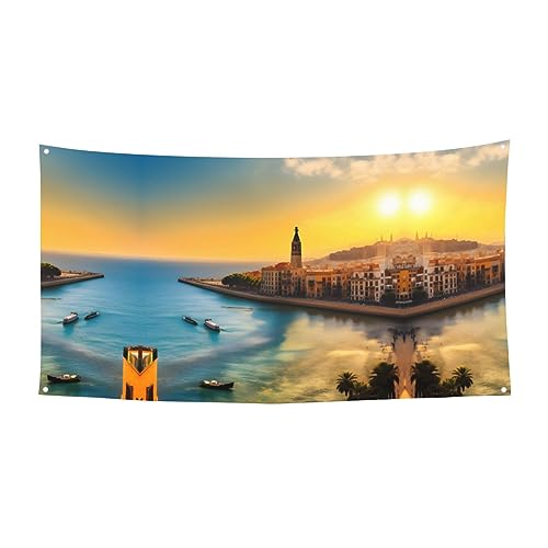 Party-Banner, Sonnenuntergang in Barcelona, für Innen- und Außenbereich, Party-Wanddekorationen, Hintergrundzubehör, 88,9 x 177,8 cm von FINPAN