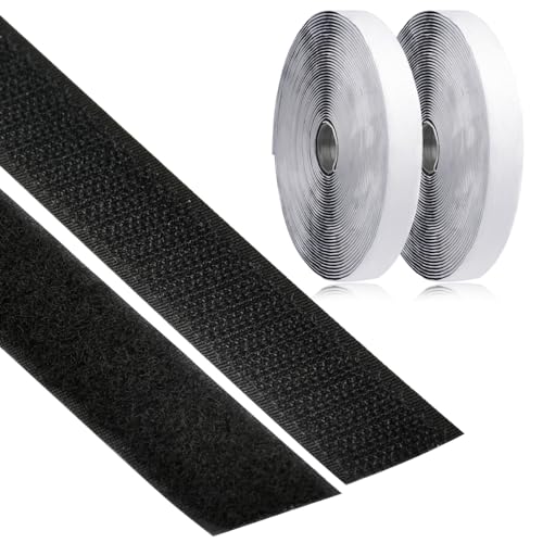 10M Klettband Selbstklebend,Extra Stark Doppelseitig Klebende,klettverschluss zum kleben,Selbstklebendes Klettband,20mm Breit, Schwarz von FINZOO