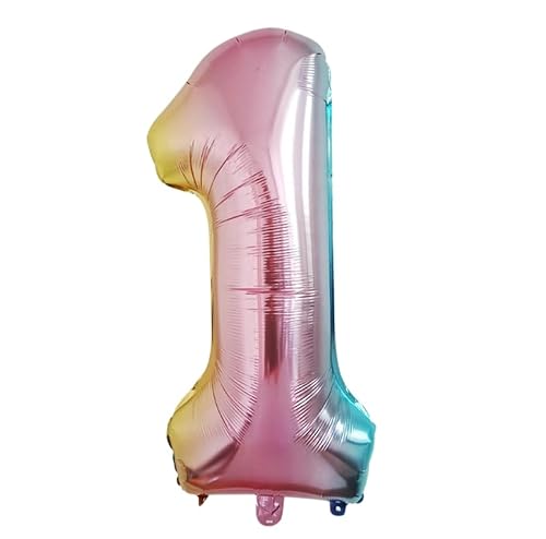 Folienballon 10 Stück Digitaler Ballon 40 Zoll Regenbogen Farbverlauf Digitale Geburtstagsfeier Dekoration Szene Aluminiumfolie 40 Zoll Digital-Zahl 1 von FIOLIRTL