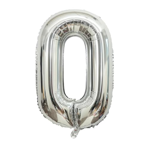 Folienballon 1Pcs 40 Zoll Silber Digitaler Aluminium-Filmballon Geburtstagsballon 90Cm Großer Zahlenballon - Silber 0 von FIOLIRTL