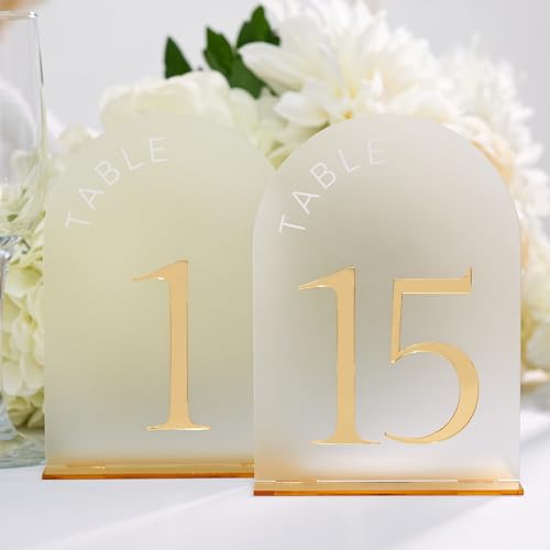 FIQSTER Tischnummern für Hochzeitsempfang – Tischnummern 1–15 – 12,7 x 17,8 cm, mattierter Bogen, Acryl-Tischschilder mit goldfarbenen Spiegelnummern für Bankett, Party, Event, Jahrestag FIQSTER Tischnummern für Hochzeitsempfang – Tischnummern 1–15 – 12,7 x 17,8 cm, mattierter Bogen, Acryl-Tischschilder mit goldfarbenen Spiegelnummern für Bankett, Party, Event, Jahrestag von FIQSTER