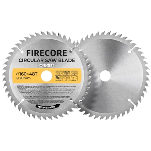 Firecore Kreissägeblatt Set 2 tlg, Trennscheibe 160x20 mm ideal für Holz - kompatibel mit Tauchsäge & Kreissäge - Multi Sägeblatt aus hochwertigem Hartmetall von FIRECORE