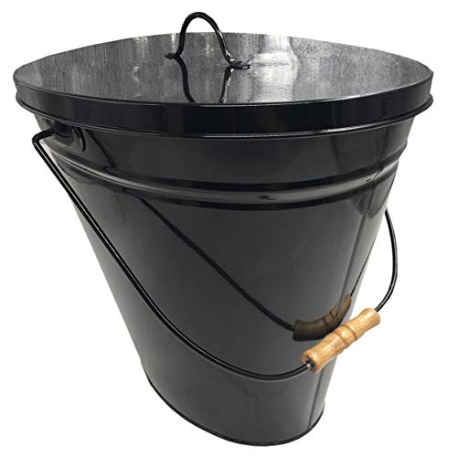 FIREFIX 2088/2S Mehrzweckeimer-Inhalt ca. 22 Liter-mit Deckel und Holzgriff, Stahlblech schwarz, 380 x 260 x 350 mm (BxTxH) von FIREFIX