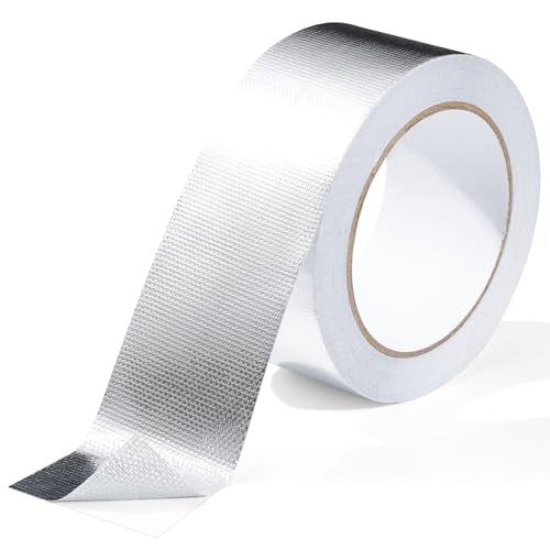 FIREWESS Aluminiumband, Aluminiumfolie Hitzeschild Band, Silber Alu Klebeband, Glasfaser Hitzeschild Folienband für Schlauch und Auto Verwendung 50mm*20m von FIREWESS