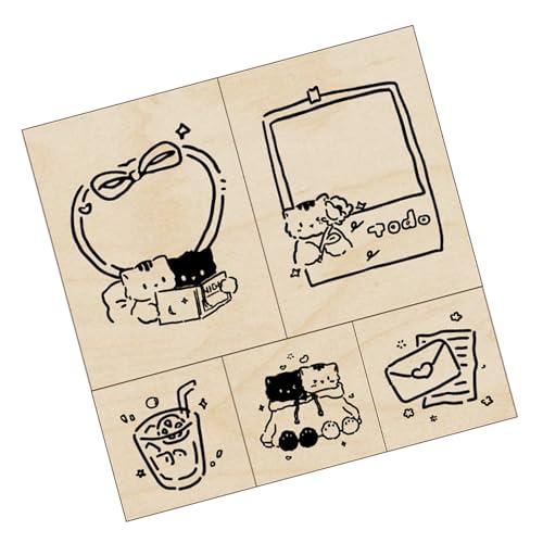 5 PCs Holzstempel Schöne Katzen Stempel Scrapbooking Dekoration Für Scrapbooking Journal Card Making von FIRSTXIU