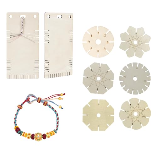 8pcs Armbänder Webplatten Holzflügelscheiben Handgefertigtes Schmuckverbindungswerkzeug Perlenscheiben Für Geflochten von FIRSTXIU