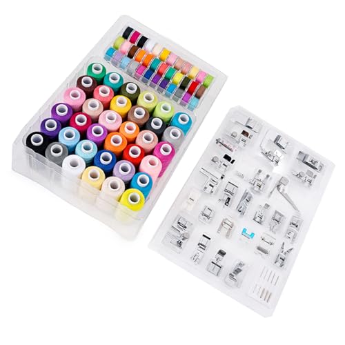 FIRSTXIU 99pcs Nähfaden Und Nähmaschinen Pressefuß Set 72 Spulen Von Gewinde 27 Größe Maschinenpresser Fußbefugungen von FIRSTXIU