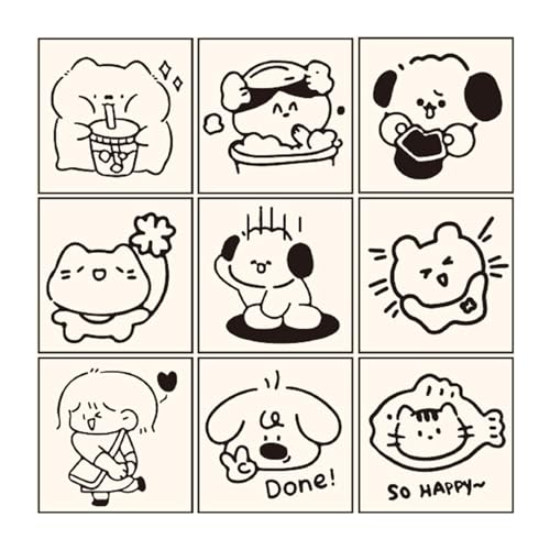 FIRSTXIU Holzstempel 9PCs Entzückender Kätzchen Welpe Für Kartendekoration Bastel Cartoon Welpe Für Scrapbooking Und Karten Scrapbooking Briefmarken von FIRSTXIU