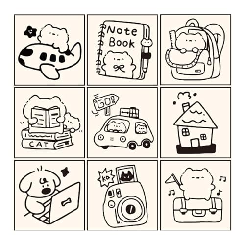 FIRSTXIU Holzstempel 9PCs Entzückender Kätzchen Welpe Für Kartendekoration Bastel Cartoon Welpe Für Scrapbooking Und Karten Scrapbooking Briefmarken von FIRSTXIU