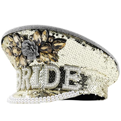 FIRSTXIU Kapitän Hut mit Perlen und Pailletten, schimmernder Kristallhut für Braut, Hochzeit, Requisiten, verkrustete Schichten, Perlen, Brautkostüm FIRSTXIU Kapitän Hut mit Perlen und Pailletten, schimmernder Kristallhut für Braut, Hochzeit, Requisiten, verkrustete Schichten, Perlen, Brautkostüm von FIRSTXIU
