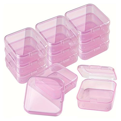 FIRSTXIU Packung Von 12 Speicherboxen Für Die Heimorganisation Kunststoff Stapelbare Kleine Quadratkiste Mit Deckel Transparenten Clear Case Multipurpose Sortierboxen von FIRSTXIU