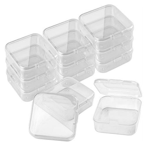 FIRSTXIU Packung Von 12 Speicherboxen Für Die Heimorganisation Kunststoff Stapelbare Kleine Quadratkiste Mit Deckel Transparenten Clear Case Multipurpose Sortierboxen von FIRSTXIU