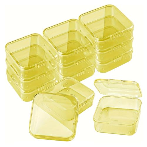 FIRSTXIU Packung Von 12 Speicherboxen Für Die Heimorganisation Kunststoff Stapelbare Kleine Quadratkiste Mit Deckel Transparenten Clear Case Multipurpose Sortierboxen von FIRSTXIU