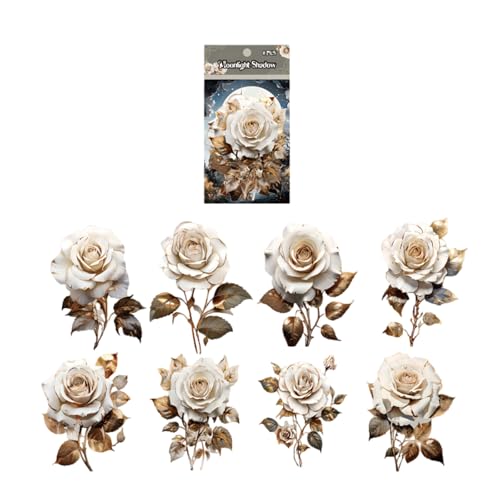 Packung 8 Fairy Rose Sticker Zum Scrapbooking Ästhetik Schreibwarenbedarf Rosenabziehbildern PVC Für Handwerk Von Stickern Scrapbooking Packung 8 Fairy Rose Sticker Zum Scrapbooking Ästhetik Schreibwarenbedarf Rosenabziehbildern PVC Für Handwerk Von Stickern Scrapbooking von FIRSTXIU