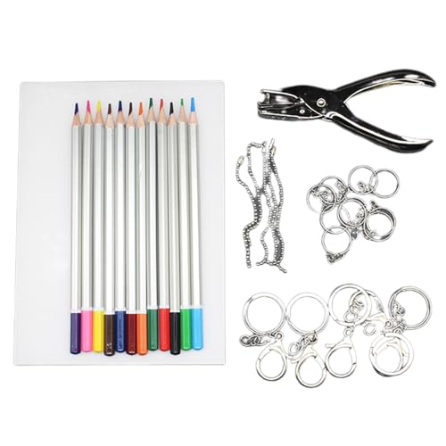 Wärmeschrinkfilmpapier Set Mit Farbigen Stiften Keyring Ohrring Hooks Loch Für Schlüsselbund Juwelen Kunstausstellungsmaterialien von FIRSTXIU