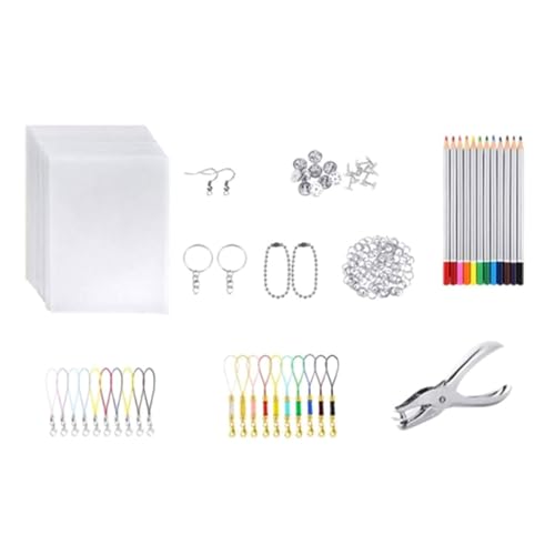 Wärmeschrinkfilmpapier Set Mit Farbigen Stiften Keyring Ohrring Hooks Loch Für Schlüsselbund Juwelen Kunstausstellungsmaterialien von FIRSTXIU