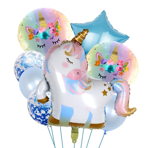 Einhorn Luftballons Set, 8PCS Einhorn Folienballon Dekoration, Geburtstags Party Luftballons Folienballon Set Farbpapier Luftballons Party Ballons Lieferungen für Hochzeit Party, Kindergeburtstag von FISAPBXC